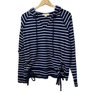 Michael Kors Navy White Stripe Nautical Hoodie, Large